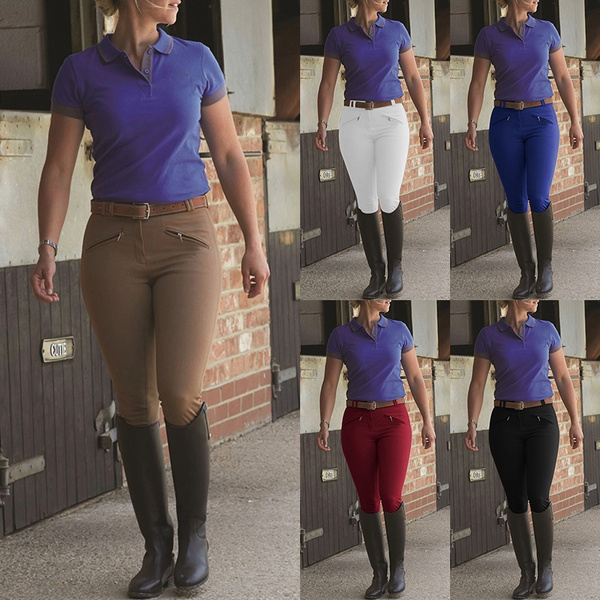 S~5XL High Waist Sports Riding Equestrian Trousers Skinny Horse Trousers Equestrian Riding Tights TOPPU Women's Horse Riding Pants Plus Size Full Seat Riding Breeches with Pockets