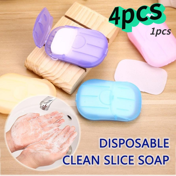 1Pcs / 4Pcs Boxed Soap Paper Portable Hand Washing Tablets Small Soap ...