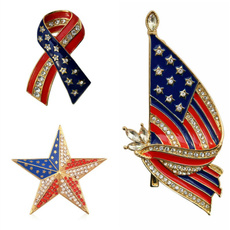 Jewelry, gold, broochformen, american flag
