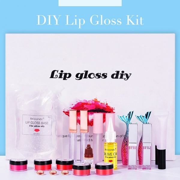 DIY Lip Gloss Making Kit Base Powder Essence Tube Matte Moisturizing Set
