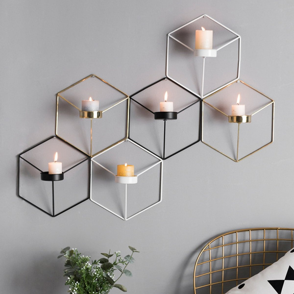3d Geometric Wall Mounted Candle Holder Metal Tea Light Candlestick Creative Decor Wish - Large Metal Wall Mounted Candle Holders 3d Geometric Wall Mounted Candle Holder Metal Tea Light Candlestick Creative Decor Wish - Large Metal Wall Mounted Candle Holders