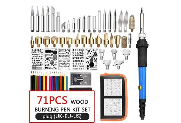 71PCS US/EU/UK Plug 110V 220V 60W Wood Burning Pen Set Stencil