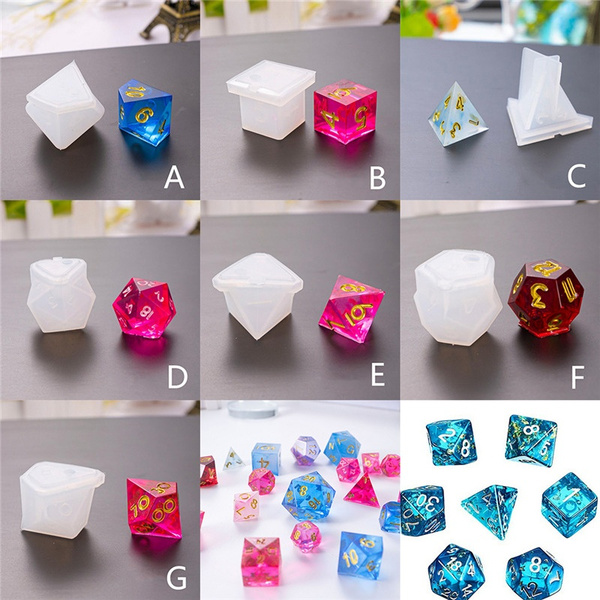 7 Shapes Resin Dice Molds with Numbers, Dice Games for Families