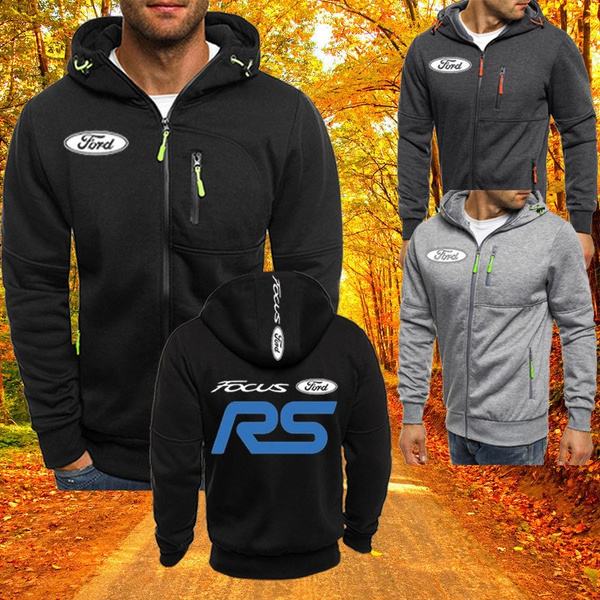 New Ford Focus RS Spring Hoodie Coat Zip up Jacket Warm Sweatshirt For Men