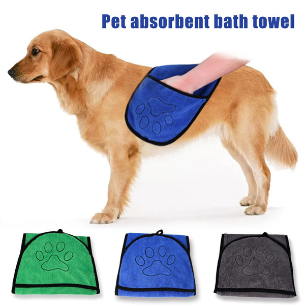 Plush Pet Water Absorbent Towel Quick Dry Hanging Cats Dog Glove Bath