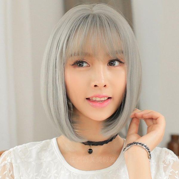 fashionable european and american wig short hair air bangs harajuku korean  style wig  wish