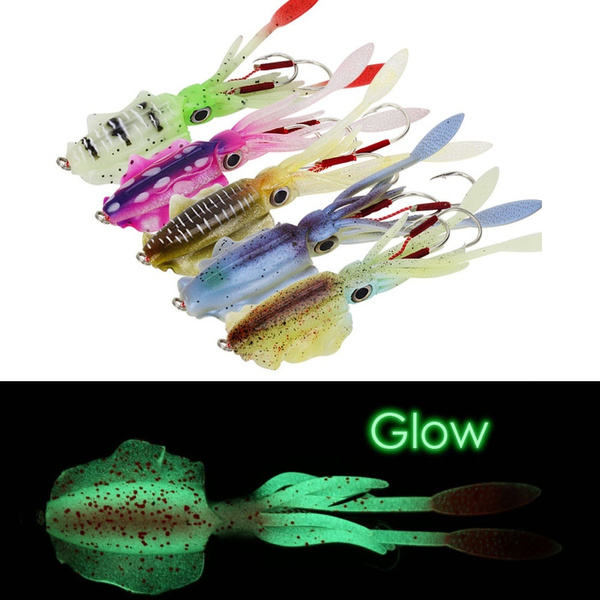 Luminous Squid Fishing Lures Jig Saltwater and Freshwater for bass and ling  cod and Rock Fish
