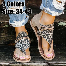Women Large Size Slingback Sandals Women Casual Leopard Flip Flops Fashion Animal Print Sandals Sandale Femme Rome Belt Buckle Flat Sandals Sandalias Femininas