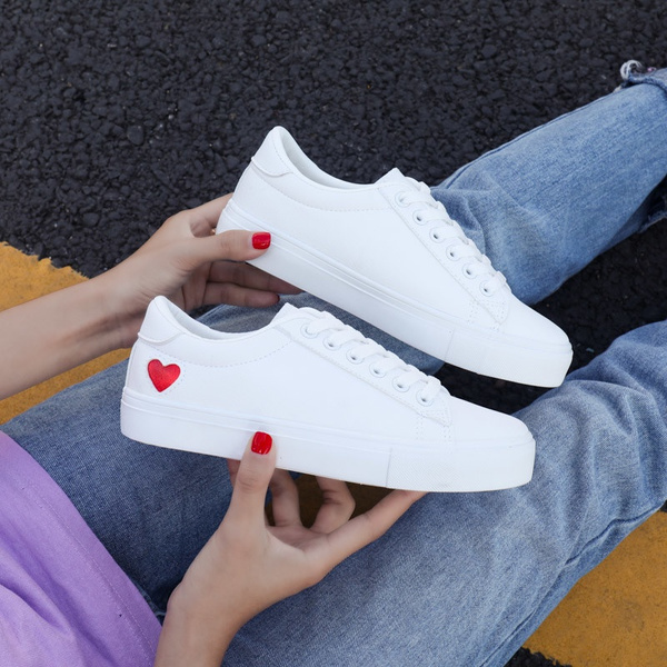 white leather canvas shoes