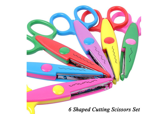 Honbay Pack of 6 Assorted Colors Kids Smart Paper Edger Scissors for Teachers, Students, Crafts, Scrapbooking, DIY Photos, Album, Decorative