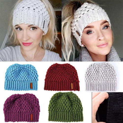 winter hats with ponytail hole