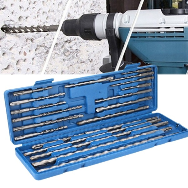 20pcs SDS Plus Rotary Hammer Drill Bits Concrete Masonry Hole Tool Set Universal 