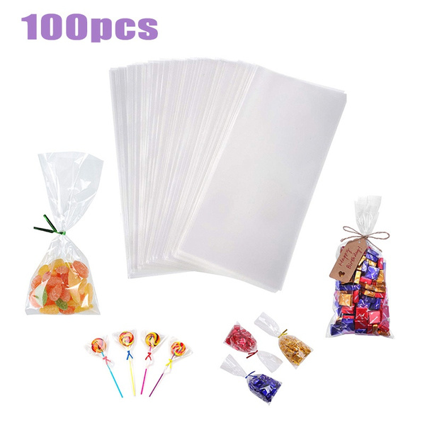 100pcs Clear Gift Bag, Plastic Small Candy Bag, Biscuit Bag, For