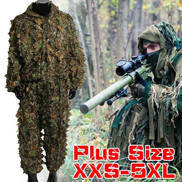 3D Hunting Woodland Camo Bionic Sniper Ghillie Suit Tactical Camouflage Clothing 
