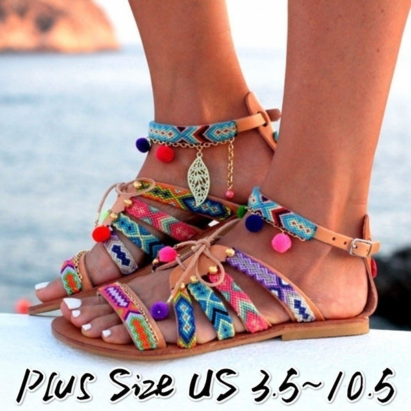 Wish European and American Sandals Women's Bohemian Sandals Women's Shoes Plus Size 4.5-10.5 | Wish