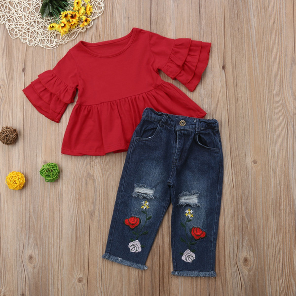 jeans pant top set