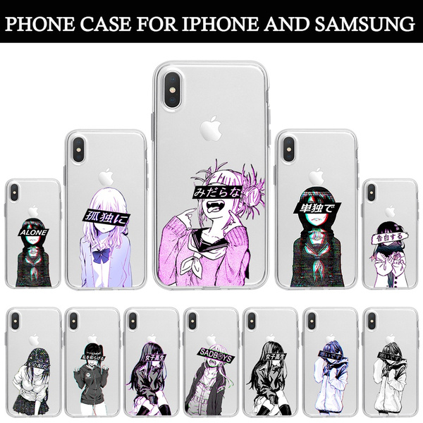 Lonely Anime Girls Phone Case Aesthetic Clear Tpu Covers For Iphone 11 Pro Max 8 7 6 6s Plus X Xs Max 5s Se Xr 10 Covers Samsung Galaxy S10 Plus S10e