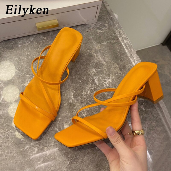 Zapatillas Eilyken de verano para mujer, zapatos gladiador mujer, Sandalias  de tacón alto grueso con cabeza cuadrada, zapatos de fiesta Sexy para mujer  a la moda | Wish