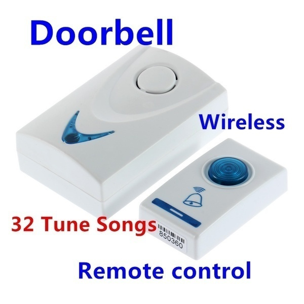 504D LED Wireless Chime Door Bell Doorbell & Wireles Remote control 32 Tune Songs White Home