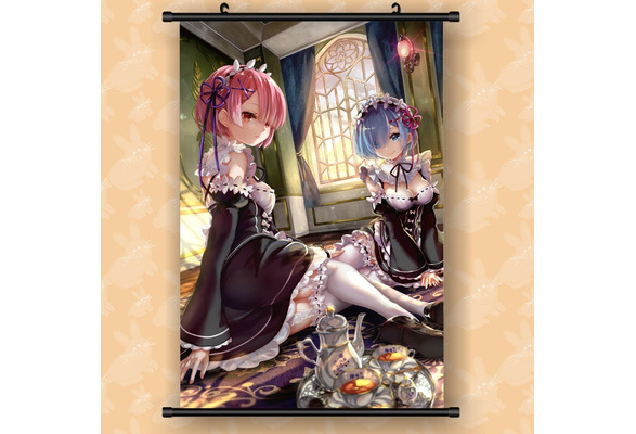 Hot Japan Anime Re:Zero kara Hajimeru Isekai Seikatsu Rem Ram Poster Wall  Scroll