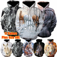 3D hoodies, horse, Fashion, Animal