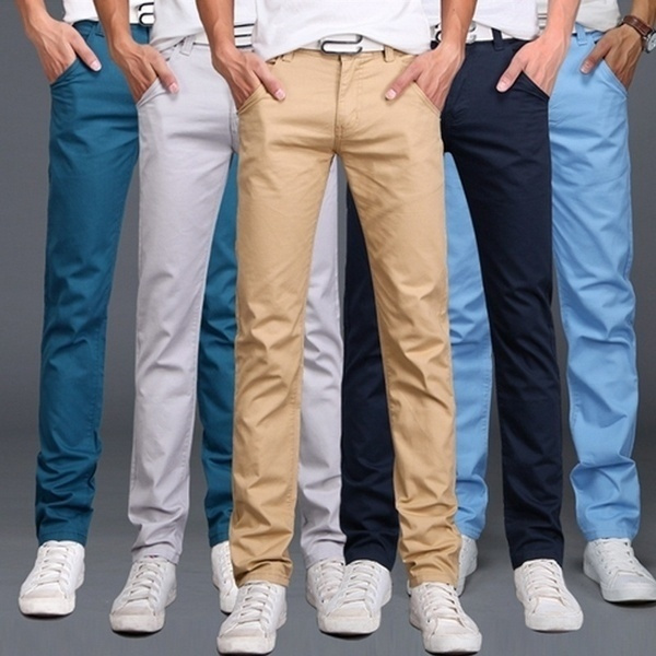 Men's Fashion Business Casual Slim Long Pants Office Skinny Long Trouser  Solid Color Straight Trousers Pants 8 Colors