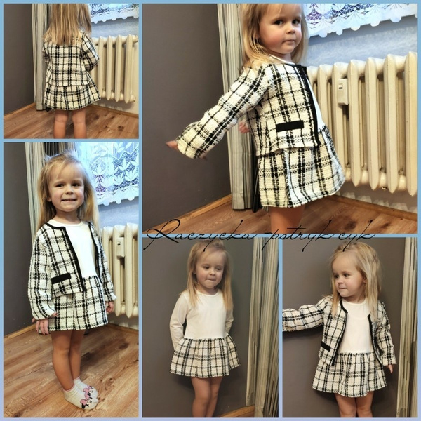 Winter Toddler Baby Girls Clothes Plaid Coat Tops+Tutu Dress