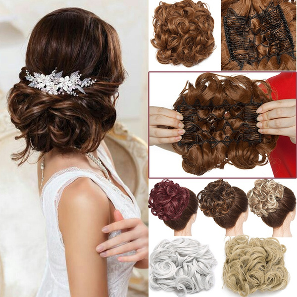 Wedding Hairstyle Large Chignon Messy Bun Hair Peices Combs Clip In Hair  Extensions Ponytail Updos | Wish
