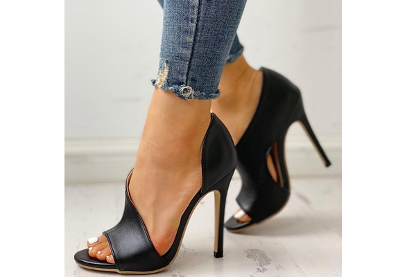 VogueZone009 Womens Solid PU High-Heels Peep Toe Pull-on Wedges-Sandals VogueZone009 Womens Solid PU High-Heels Peep Toe Pull-on Wedges-Sandals