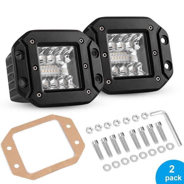 OFFROADTOWN 5inch 100W Flush Mount LED Pods Amber LED Fog Lights LED Cubes Spot Beam Yellow Flush LED Work Light Off Road LED Driving Light for Truck SUV ATV UTV Marine