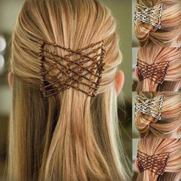 Elastic Hairpin Ponytail Holder Double Comb Magic Hair Comb Beaded Hair Claws Beaded Hair Clip – Buy The Best Products In The Online Store - Foto 6