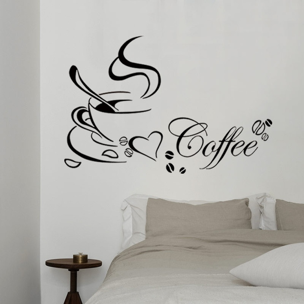 Home Decor,LSVTR Double Coffee Cups Removable Wall Decals Vinyl Stickers