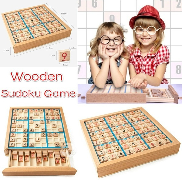 Sudoku Wooden Board Game With Drawer With Book Of 100 Sudoku Puzzles