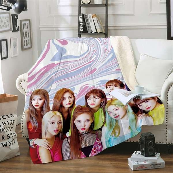 TWICE KPOP 3D Printed Plush Blanket for Adults Kid Warm Warm Soft Fleece  Throw Blankets