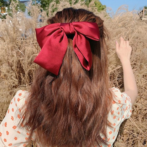 Ribbon Red Big Bows Hair Clips for Women Girls Hair Pins Tie Ribbon  Barrettes Luxury Hair Bands Hair Accessories