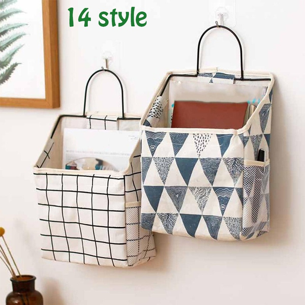 Lattice Hanging Storage Bag Bedside Storage Organizer Dorm Room Phone Book Magazine Storage Bag Holder With Hook Bed Pocket Wish