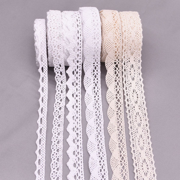 5Yard Cotton Lace White Beige Embroidered Lace Ribbon Non Stretch