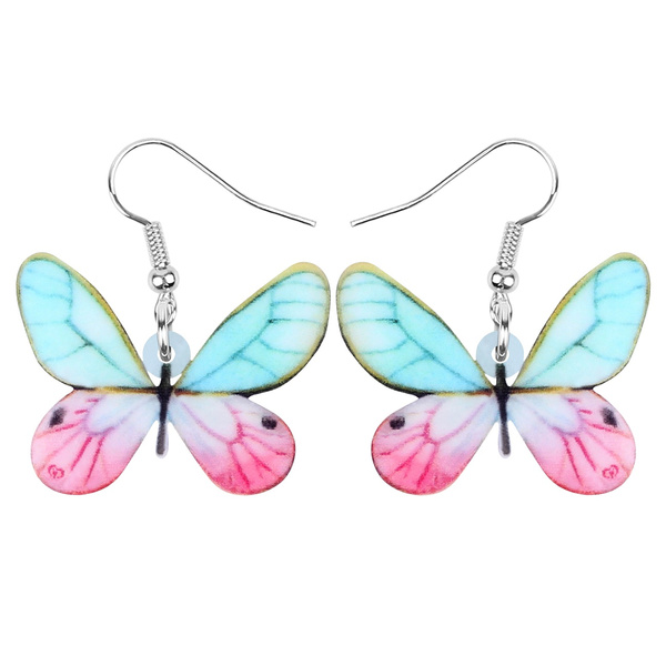 Acrylic Floral Butterfly Earrings Big Dangle Drop Insect Jewelry For Women Gifts