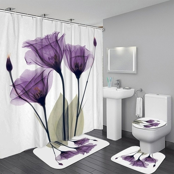 Home Decor Flower Tulips Lavender, Lavender Bath Rugs