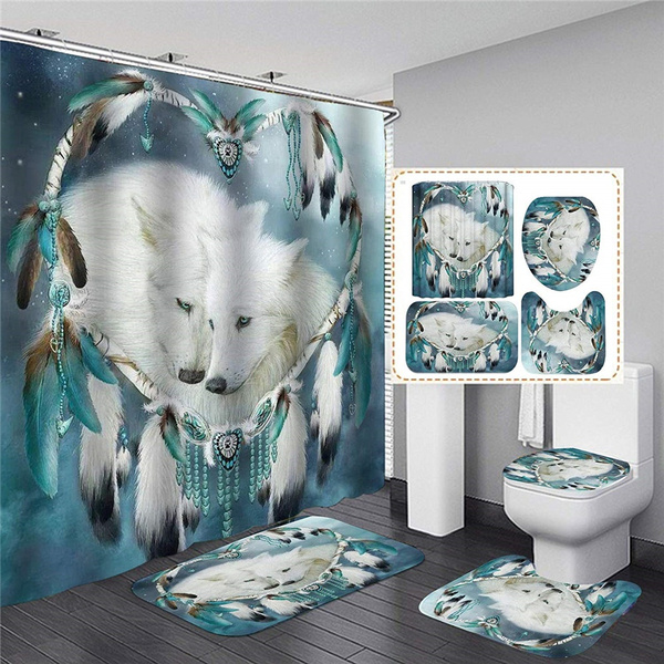 Dreamcatcher Polyester Waterproof Bathroom Fabric Shower Curtain 12 Hook 
