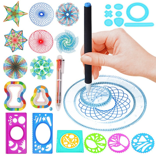 DIY Spiral Art Drawing Toys Set Spirograph Stencil Geometric Ruler Tools
