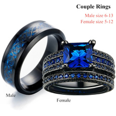 Blues, Steel, wedding ring, Blue Sapphire