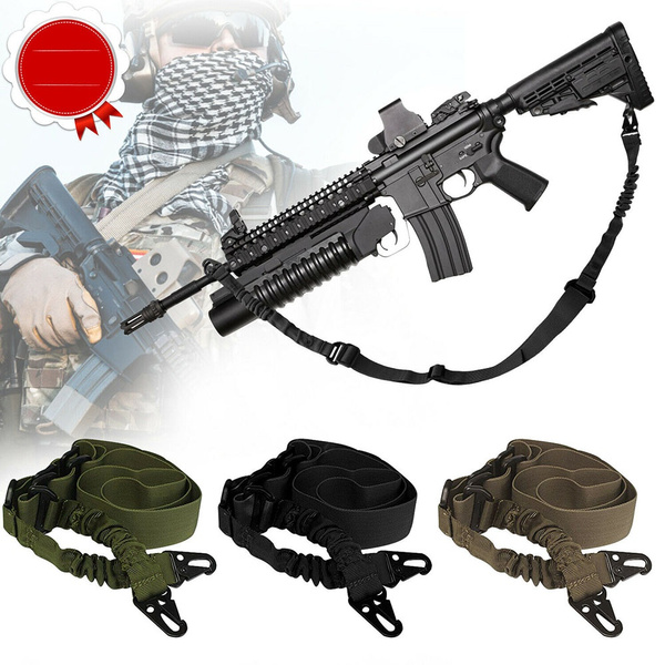 Tactical 2 Point Gun Sling Shoulder Strap Outdoor Rifle Sling With Metal Buc~ KV 