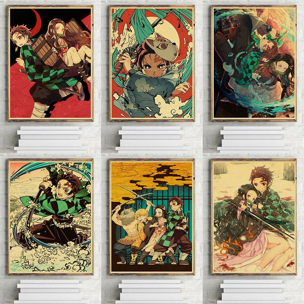 Anime Posters Demon Slayer Kimetsu no Yaiba Vintage Poster Wall Art ...