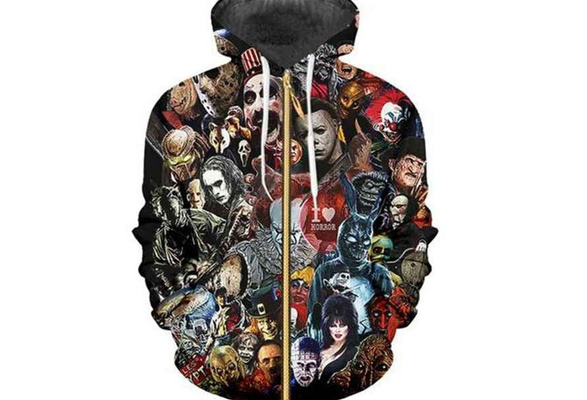 Horror movie zipper discount hoodies