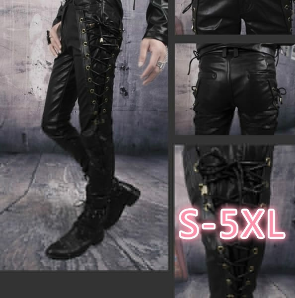 mens faux leather skinny pants