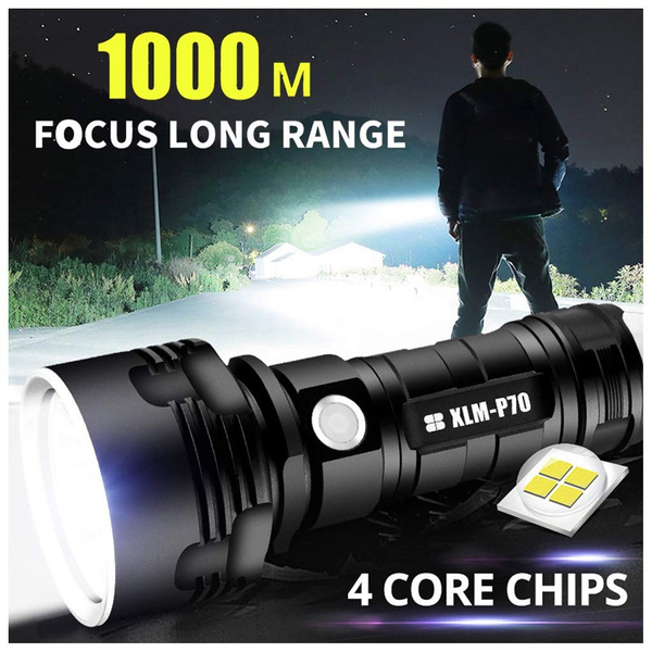 2pc Tactical 5 Modes LED Zoomable Flashlight Torch Lamp Emergency For Outdoor 