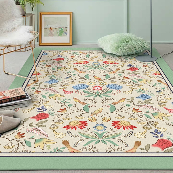 Flower Floor Mat Living Room Bedroom Carpets Doormats Paisley Red Mandala Non-Slip Area Rugs 5'x4' Home Decor