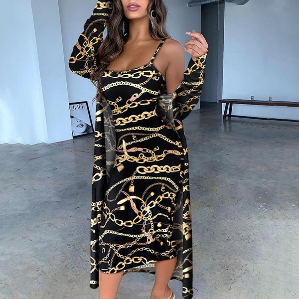 Ladies chain print clearance dress