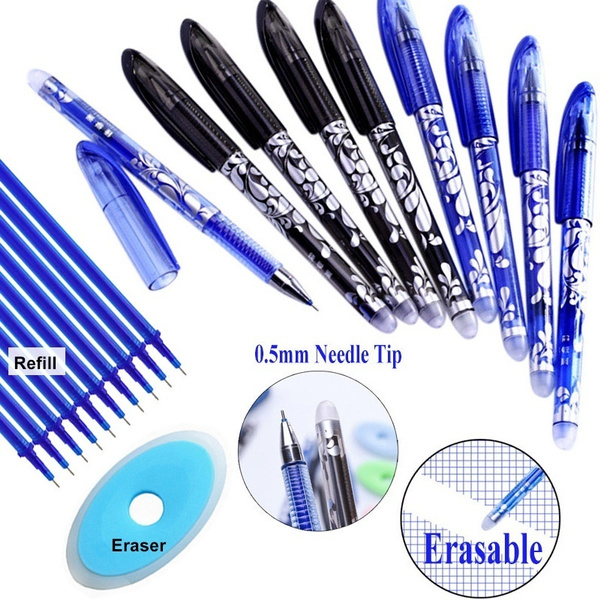 New Gel Pen 0.5mm Erasable Gel Pen Erasable Pen Refill Rod Blue Black Ink  Washable Handle School Stationery Office Writing Tools